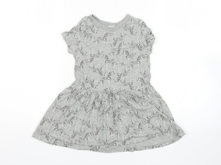 NEXT Girls Grey Animal Print Fit & Flare Size 18-24 Months
