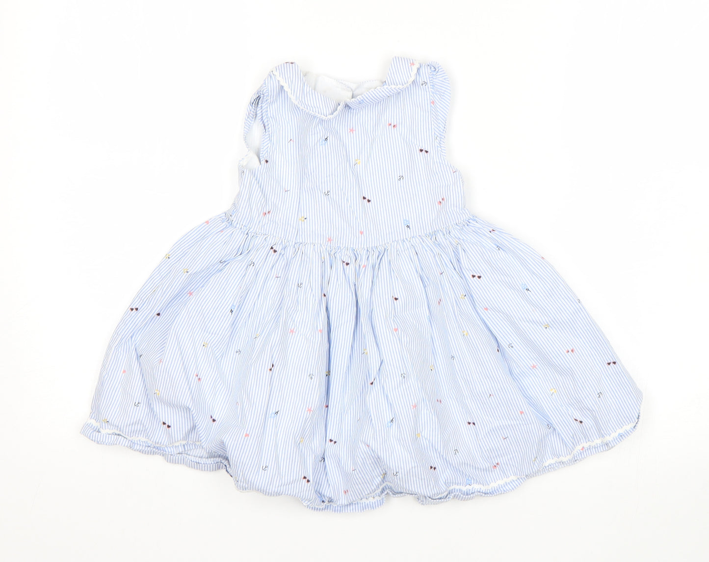 Mothercare Girls Blue Striped  Fit & Flare  Size 3-4 Years