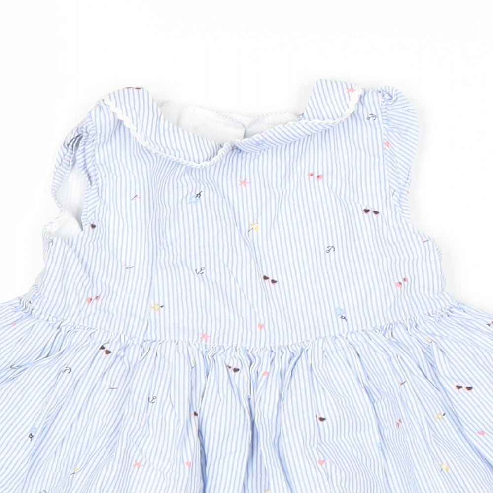 Mothercare Girls Blue Striped  Fit & Flare  Size 3-4 Years