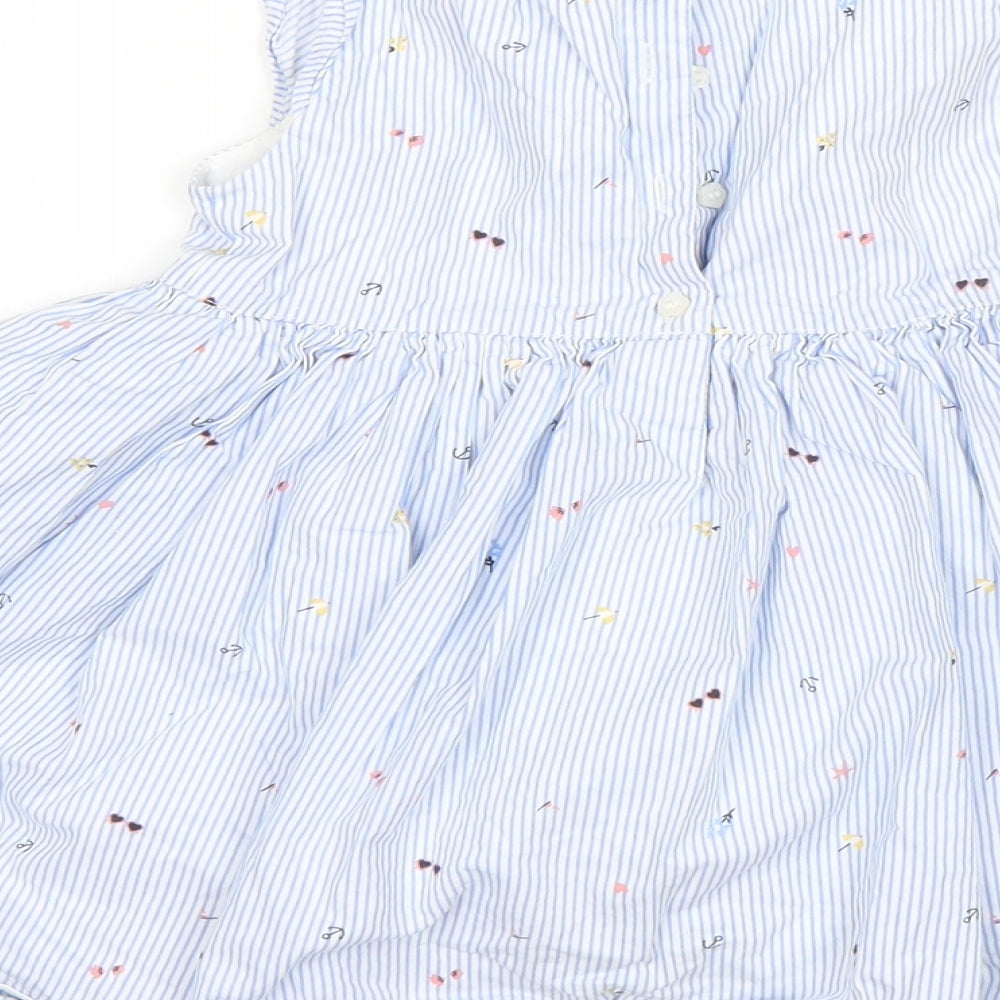 Mothercare Girls Blue Striped  Fit & Flare  Size 3-4 Years