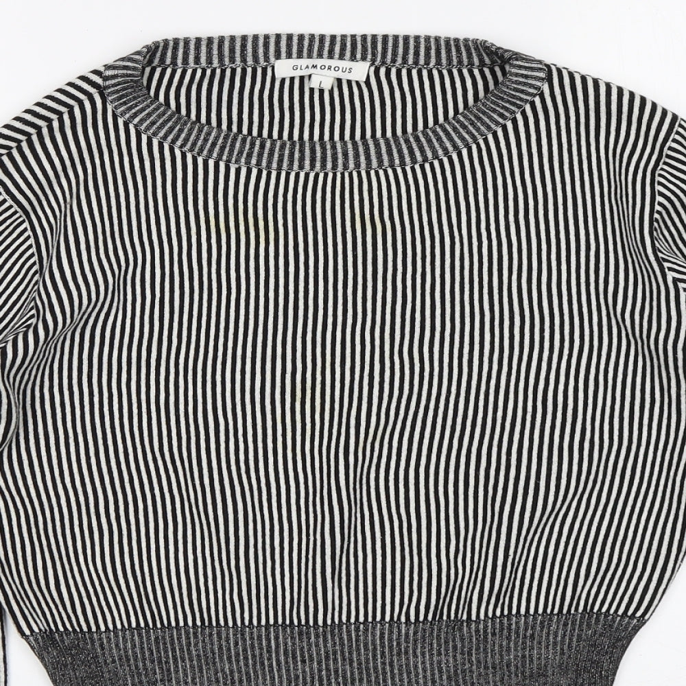 Glamorous Womens Multicoloured Striped  Pullover Jumper Size L