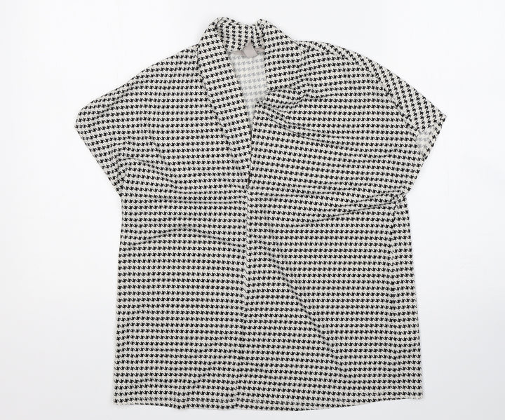H&M Womens Multicoloured Houndstooth  Basic Blouse Size S