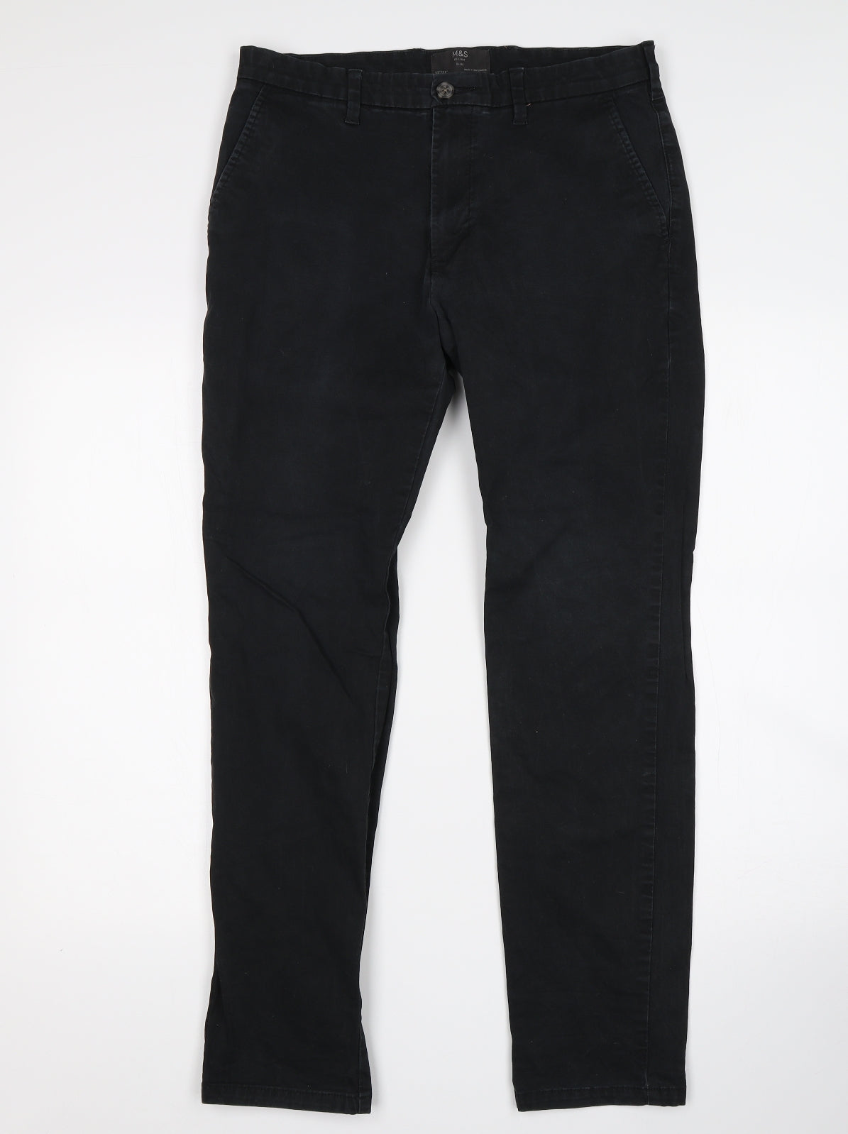 M&S Mens Black   Chino Trousers Size 32 L31 in