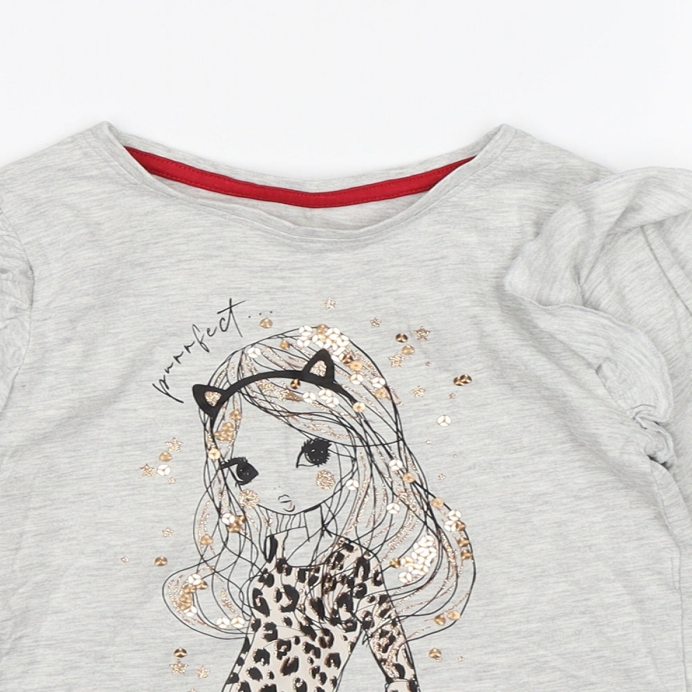 Matalan Girls Grey   Basic T-Shirt Size 4 Years