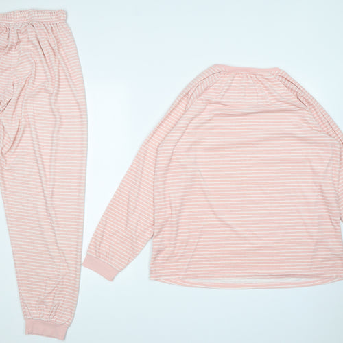 Primark Womens Pink Striped   Pyjama Set Size M