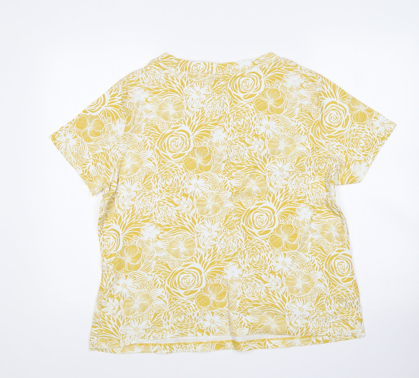 Maine Womens Yellow Floral  Basic T-Shirt Size 20