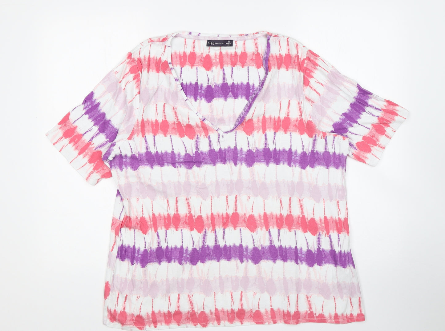 M&S Womens Multicoloured   Basic T-Shirt Size 20