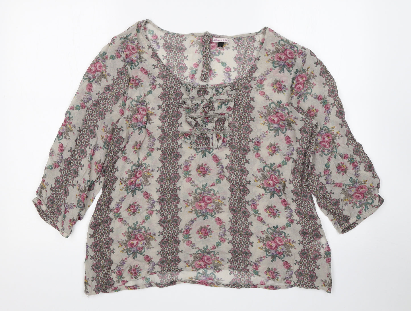 River Island Womens Multicoloured Floral  Basic Blouse Size 14