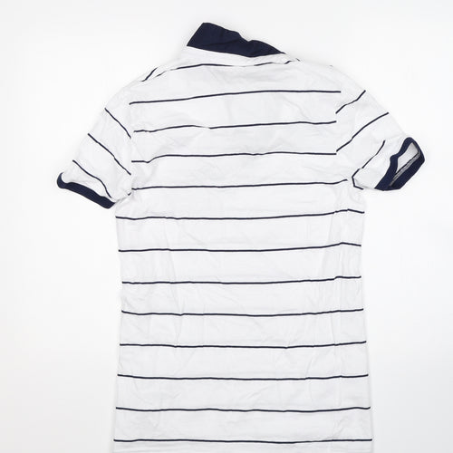 Lee Cooper Mens White Striped   Polo Size S