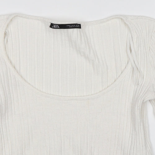 Zara Womens White   Pullover Jumper Size S