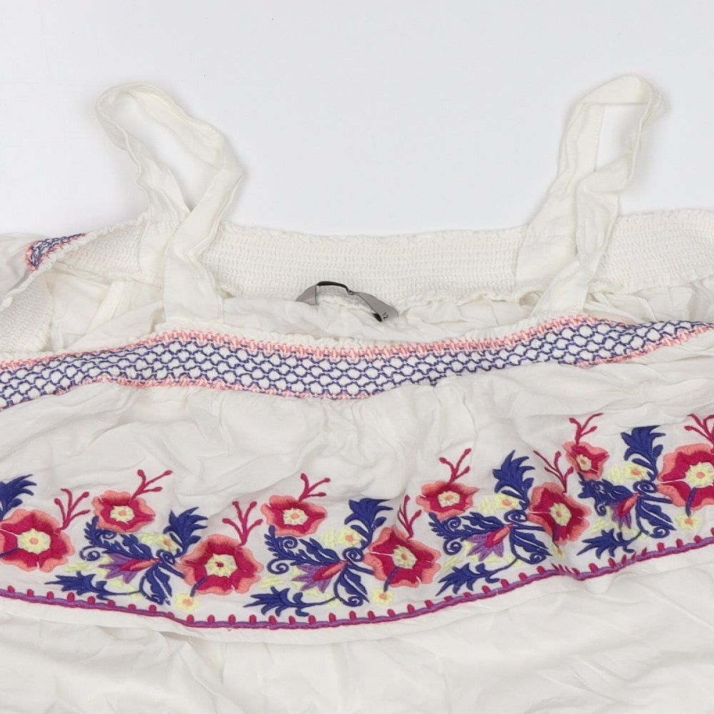 TU Womens White Floral  Basic Tank Size 12