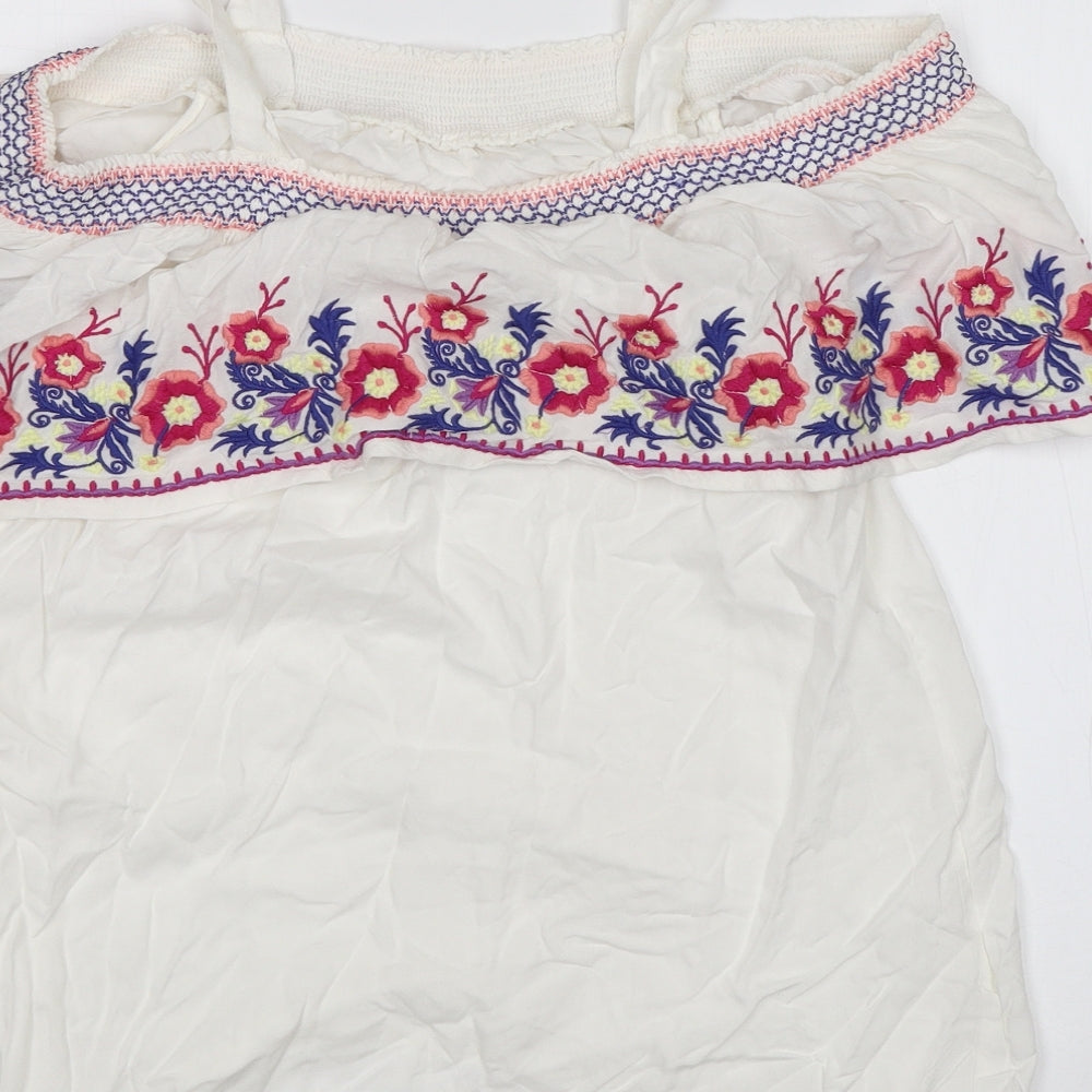 TU Womens White Floral  Basic Tank Size 12