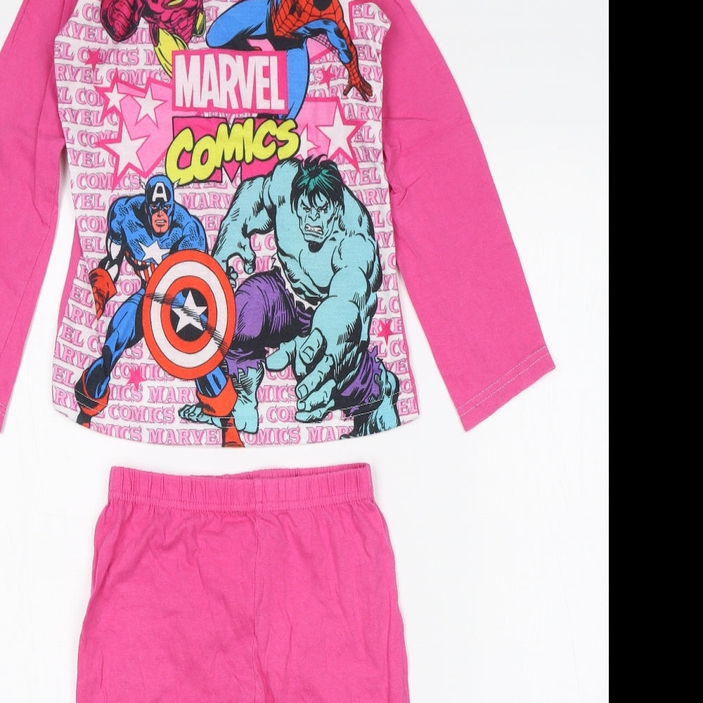 Marvel Comic Girls Pink    Pyjama Set Size 5-6 Years  - Marvel