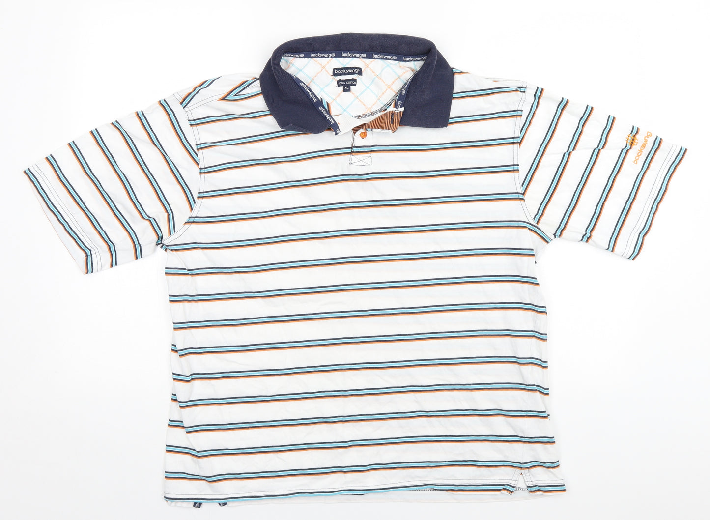 Primark Mens White Striped   Polo Size XL