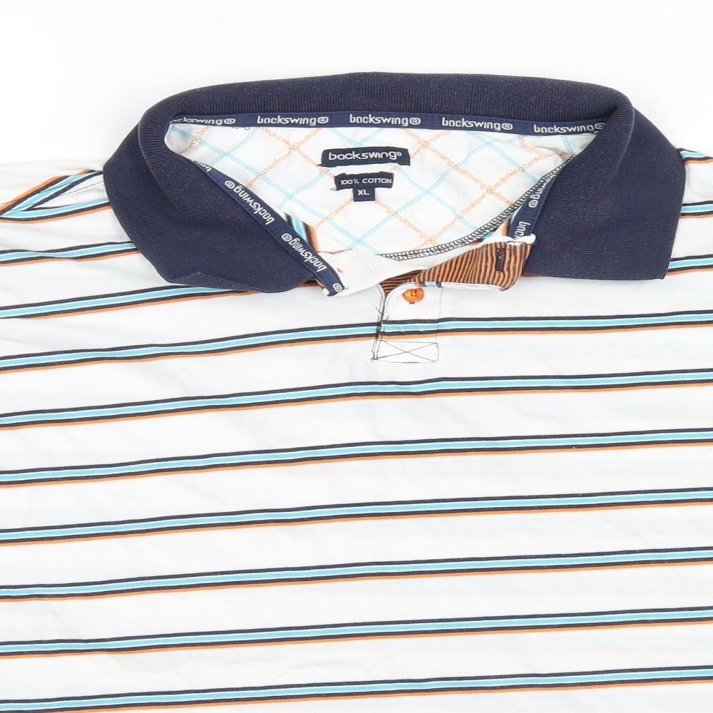 Primark Mens White Striped   Polo Size XL