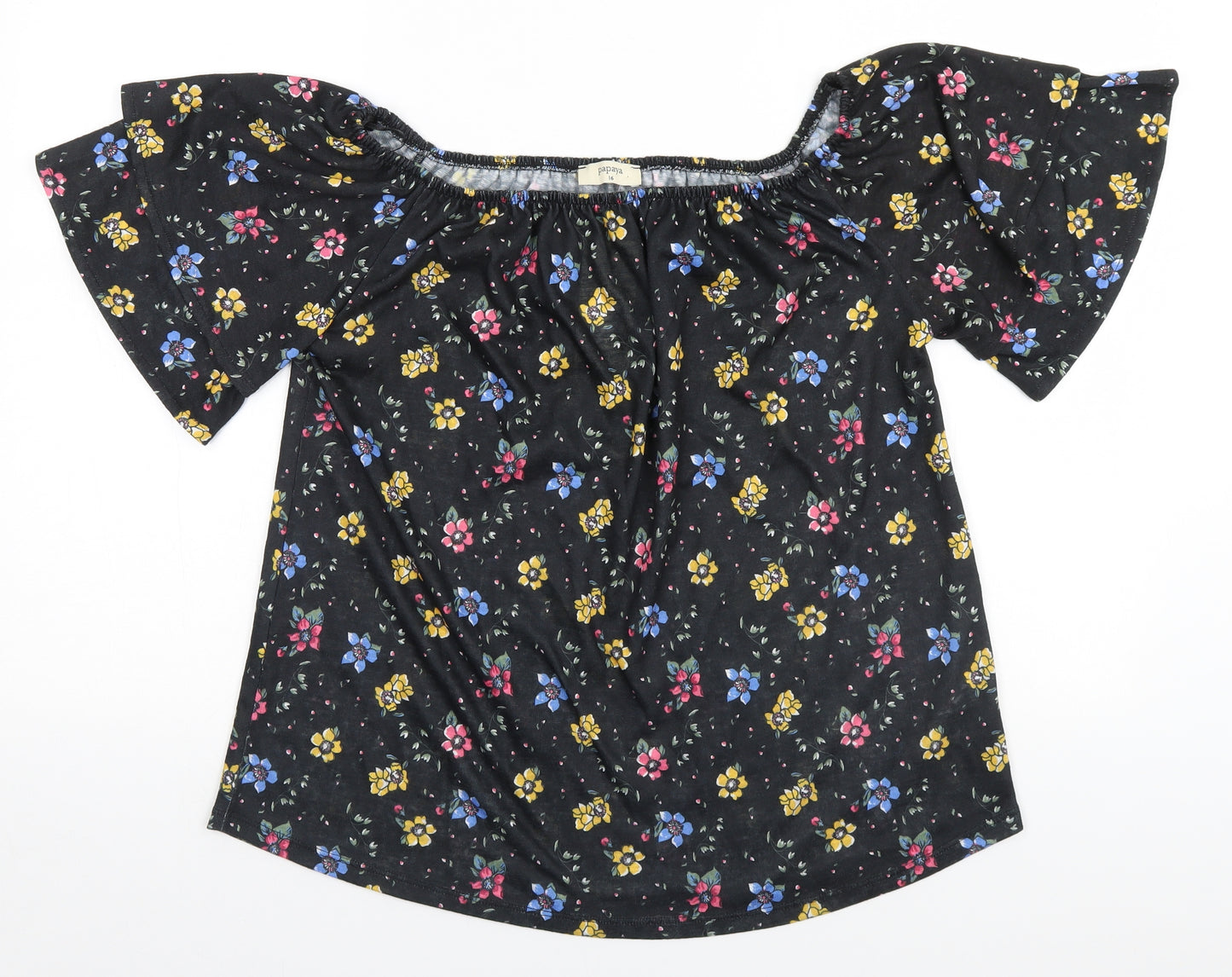 Papaya Womens Brown Floral  Basic Blouse Size 16