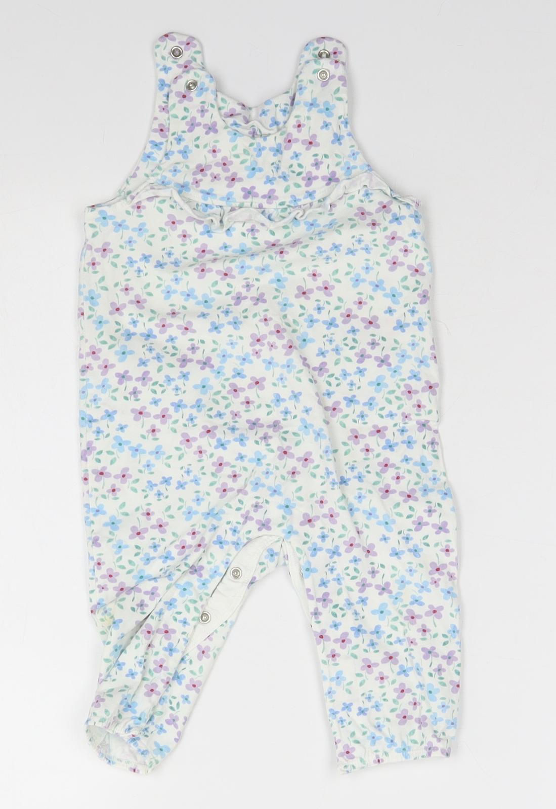 Marks and Spencer Baby White Floral  Babygrow One-Piece Size 6-9 Months