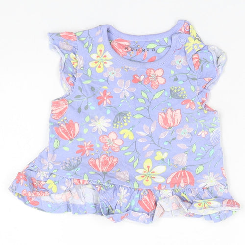 Nutmeg Baby Blue Floral  Skirt One-Piece Size 6-9 Months