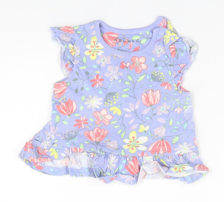 Nutmeg Baby Blue Floral  Skirt One-Piece Size 6-9 Months