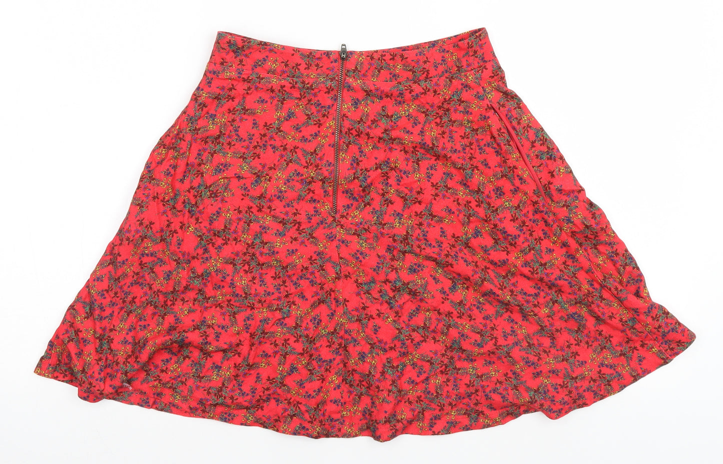 Superdry Womens Red Floral  A-Line Skirt Size 8