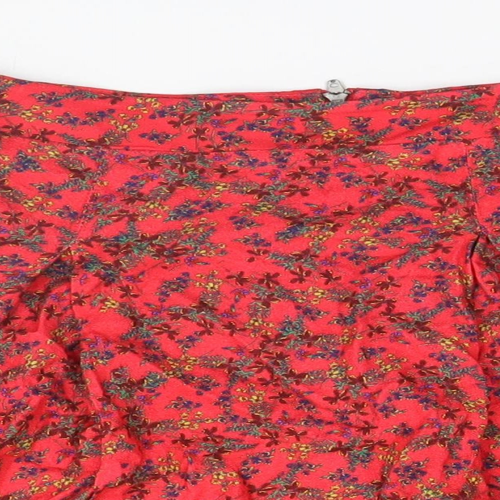 Superdry Womens Red Floral  A-Line Skirt Size 8