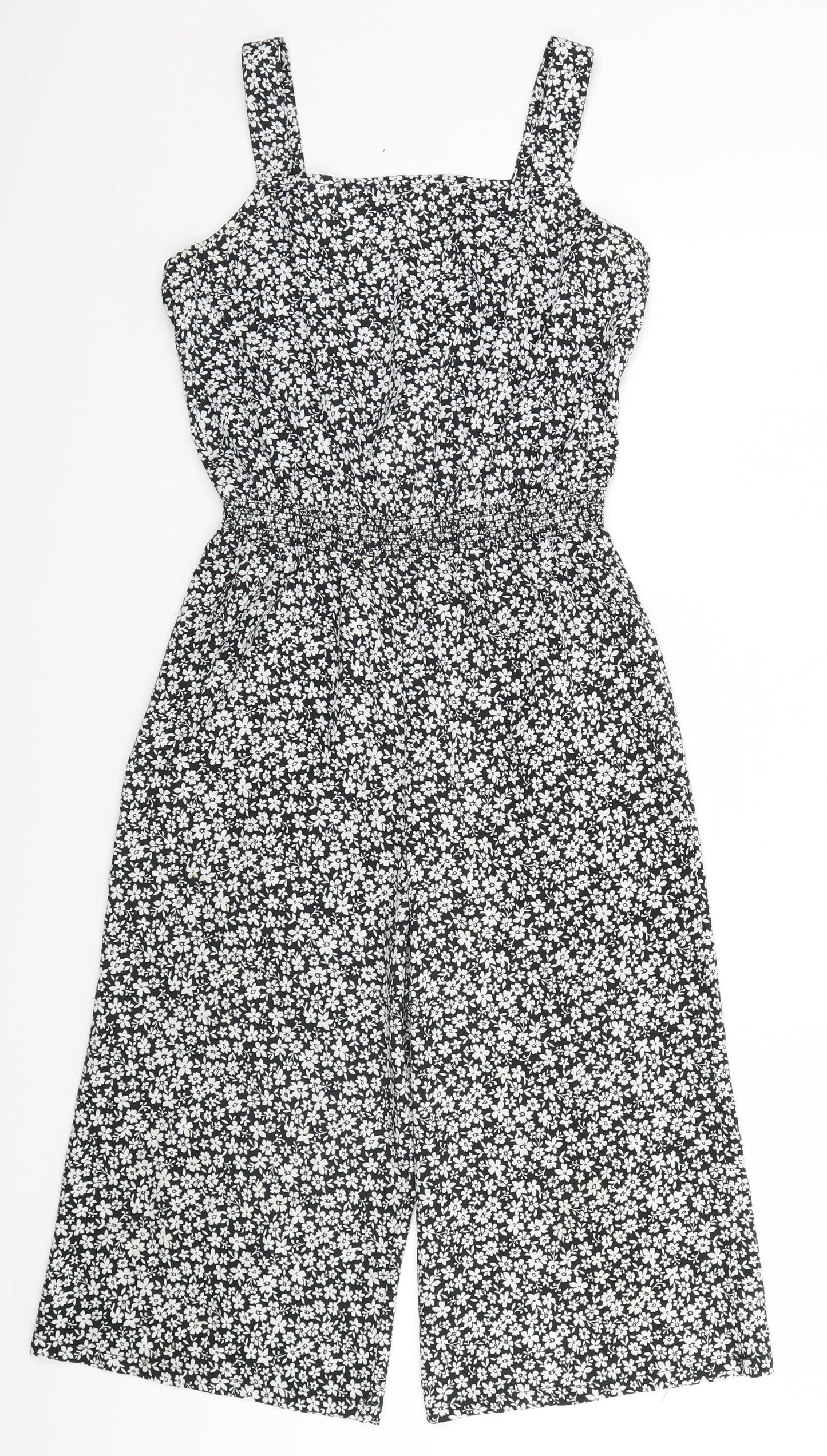 New Look Girls Black Floral  Jumpsuit One-Piece Size 12 Years