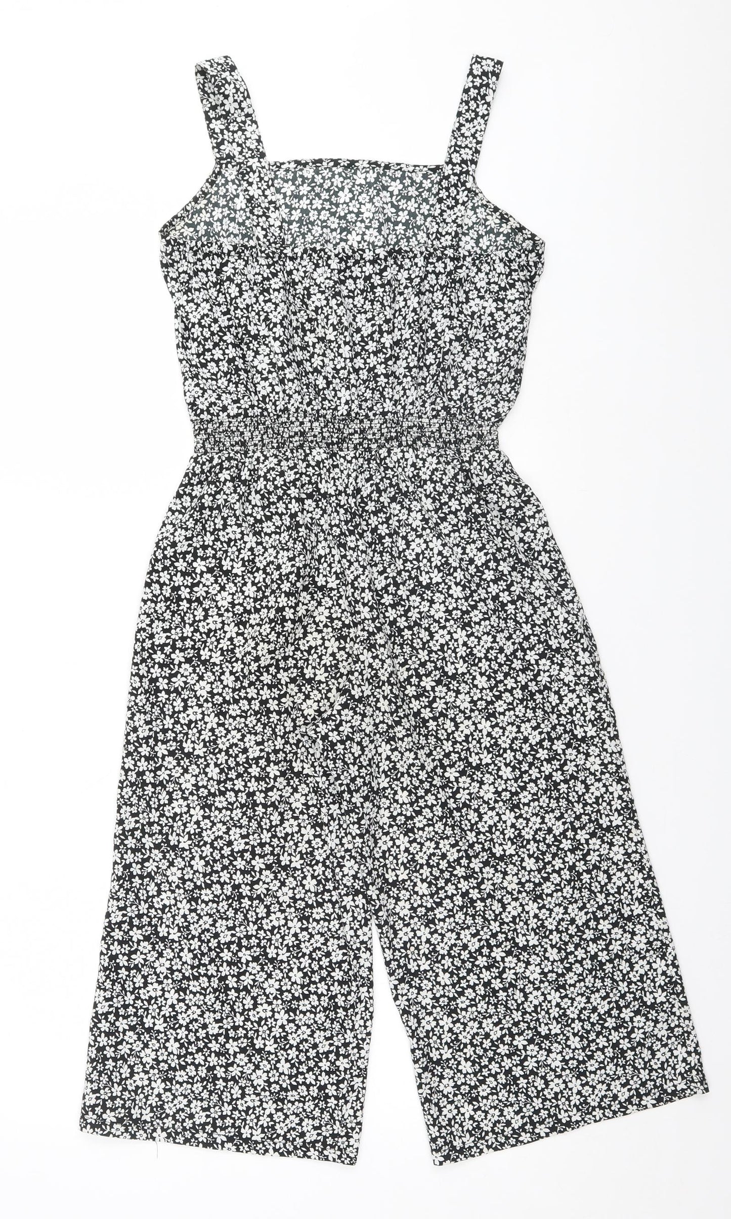 New Look Girls Black Floral  Jumpsuit One-Piece Size 12 Years