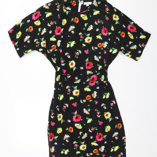 Warehouse Womens Black Floral  A-Line  Size 8