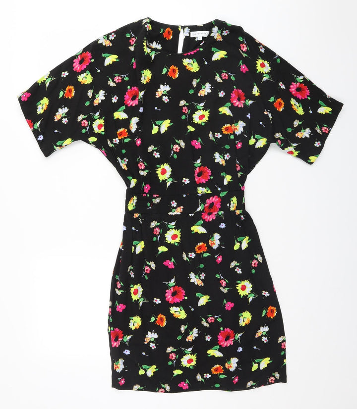 Warehouse Womens Black Floral  A-Line  Size 8