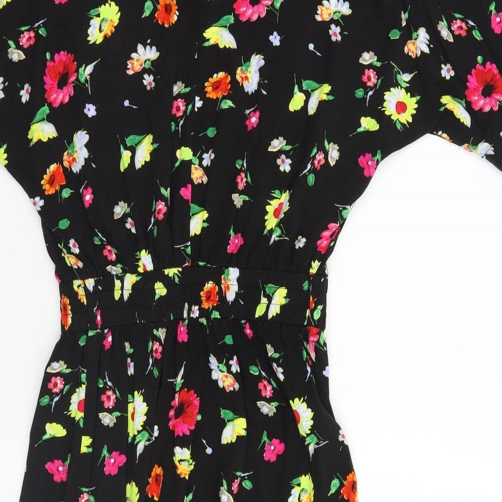 Warehouse Womens Black Floral  A-Line  Size 8