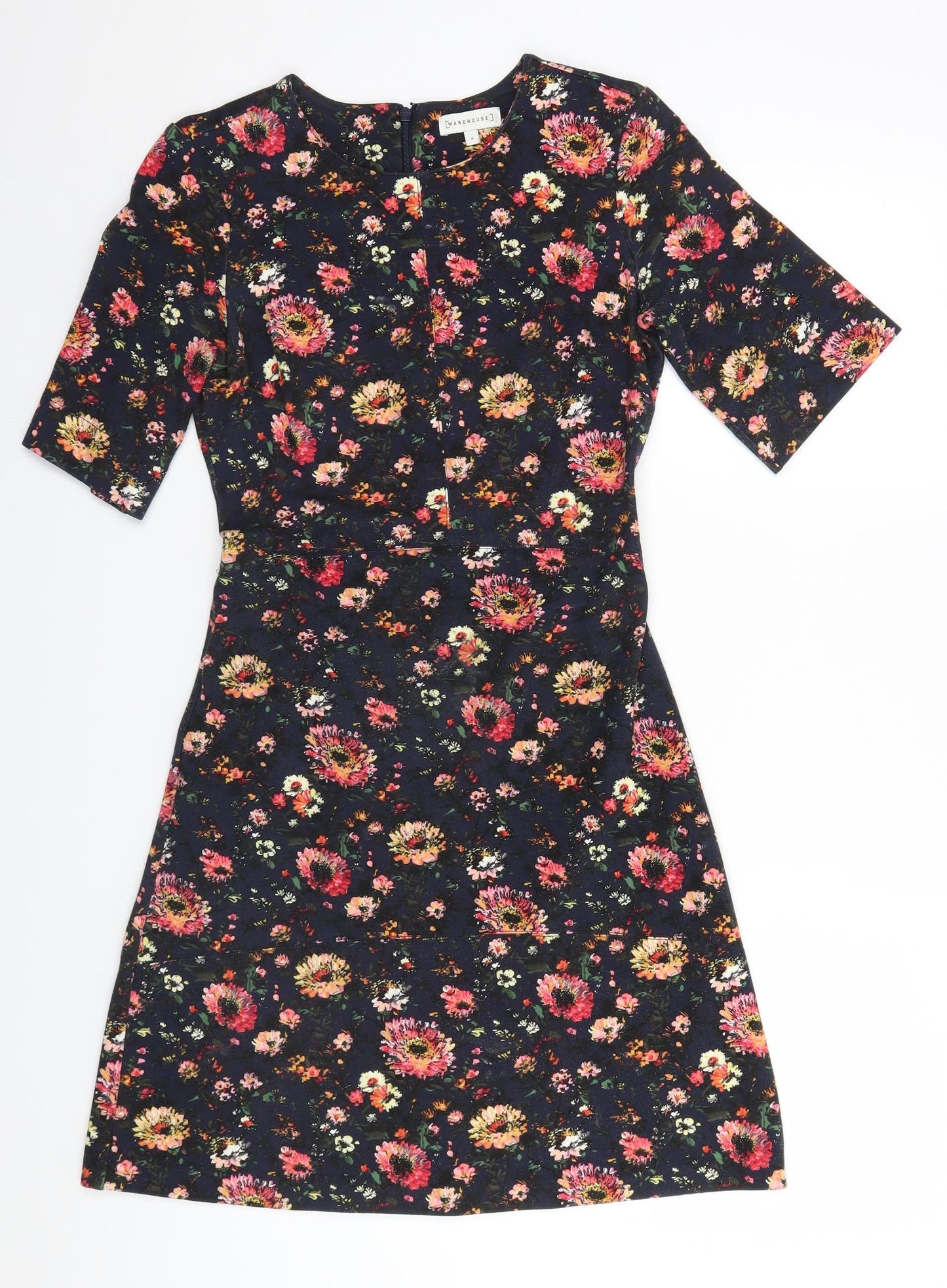 Warehouse Womens Blue Floral  A-Line  Size 6