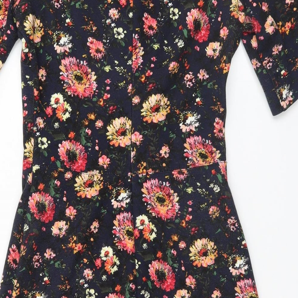 Warehouse Womens Blue Floral  A-Line  Size 6