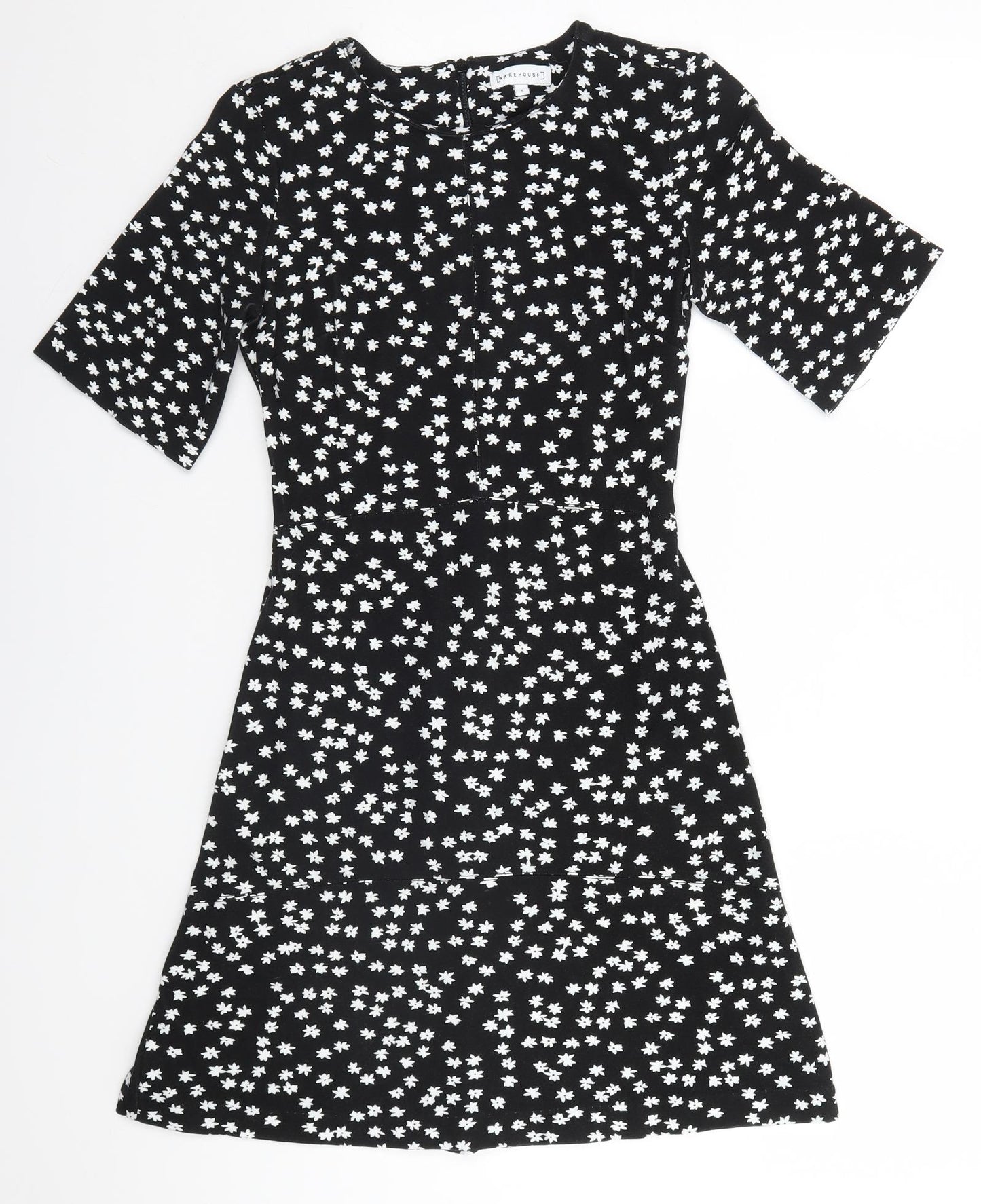 Warehouse Womens Black Floral  A-Line  Size 6