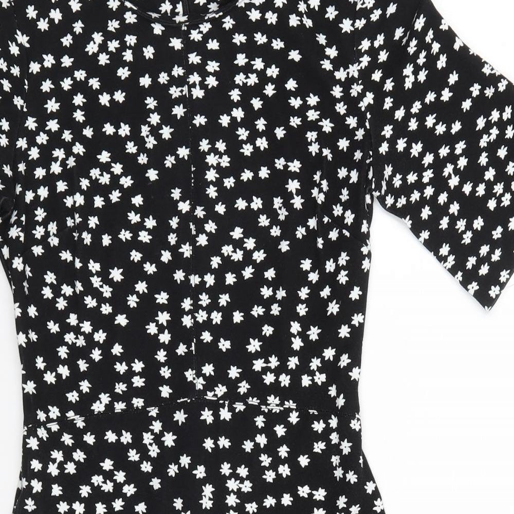 Warehouse Womens Black Floral  A-Line  Size 6