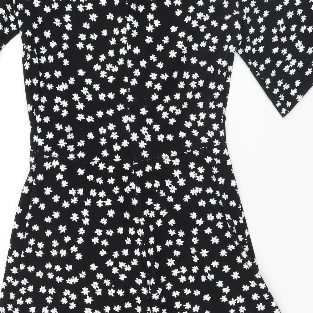 Warehouse Womens Black Floral  A-Line  Size 6