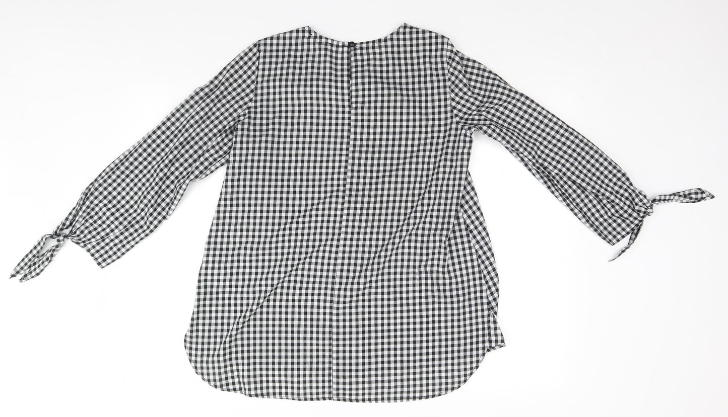 Topshop Womens Black Check  Basic Blouse Size 6