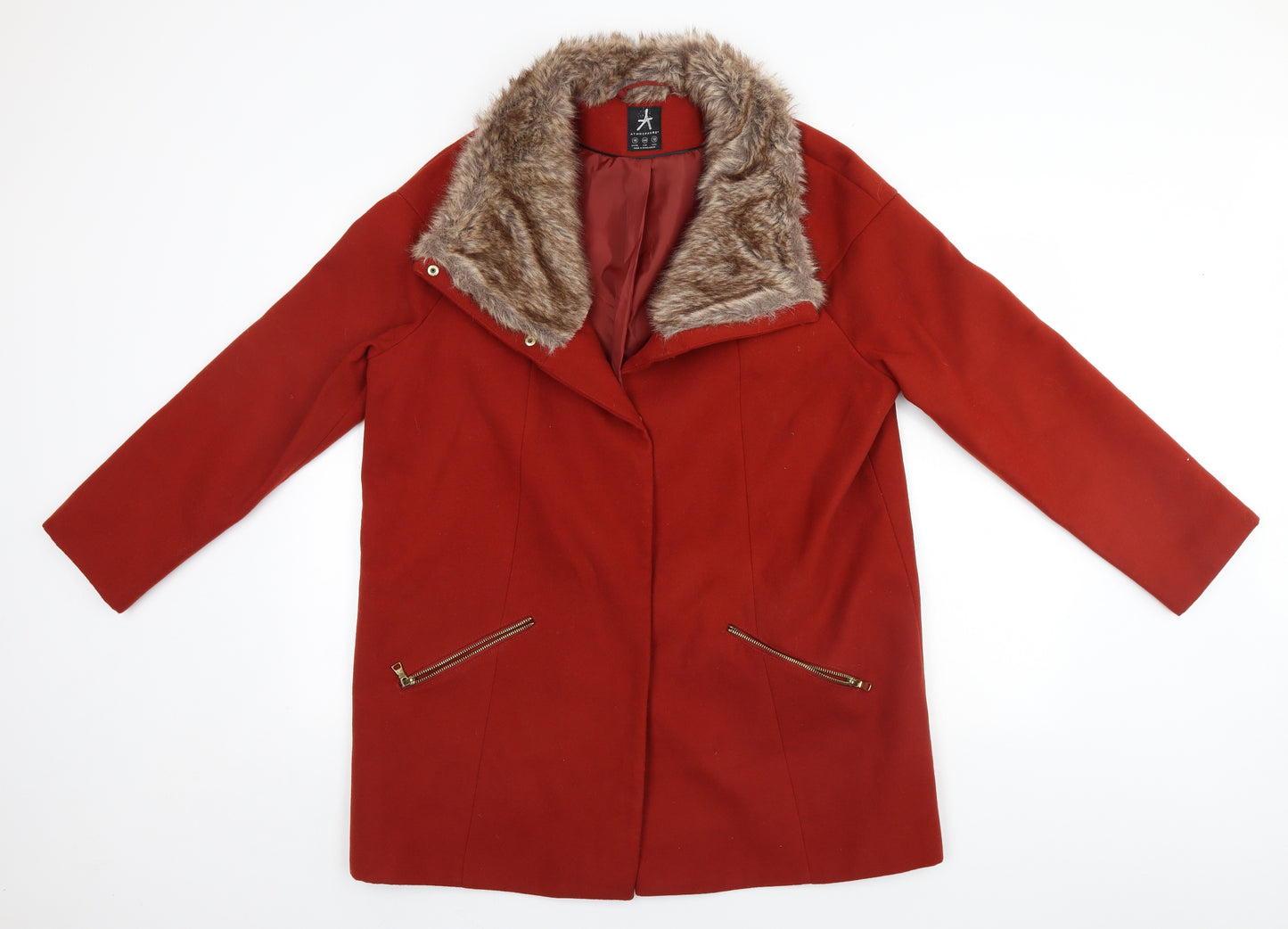 Atmosphere Womens Brown   Overcoat Coat Size 16