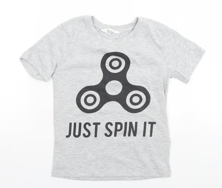 H&M Girls Grey   Basic T-Shirt Size 7-8 Years  - Just Spin, Fidget Spinner