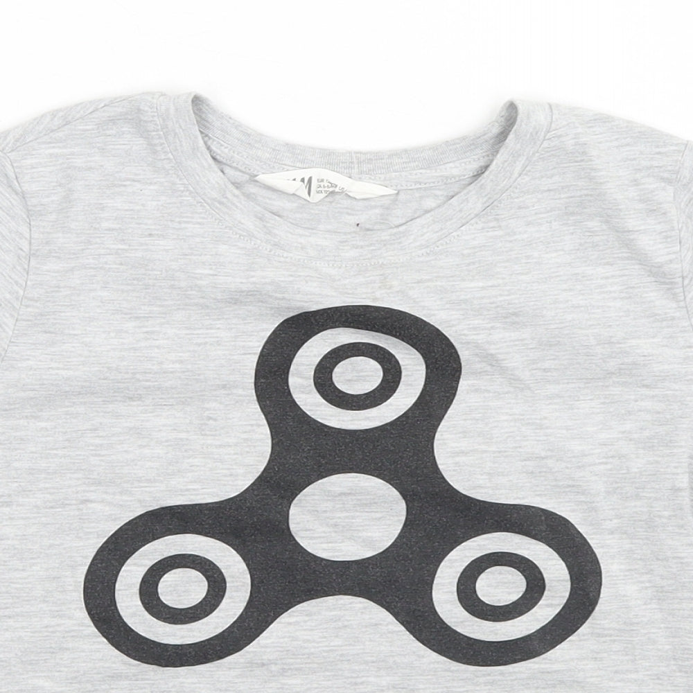 H&M Girls Grey   Basic T-Shirt Size 7-8 Years  - Just Spin, Fidget Spinner