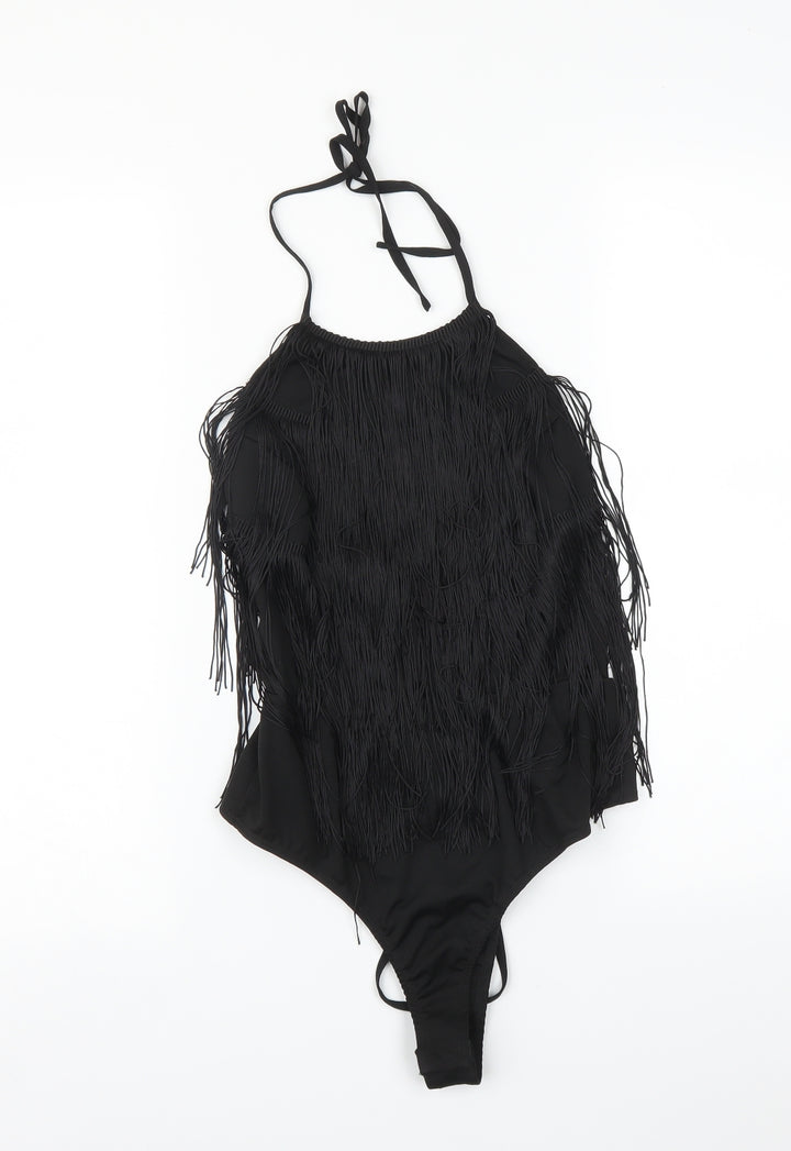 PRETTYLITTLETHING Womens Black Bodysuit One-Piece Size 4