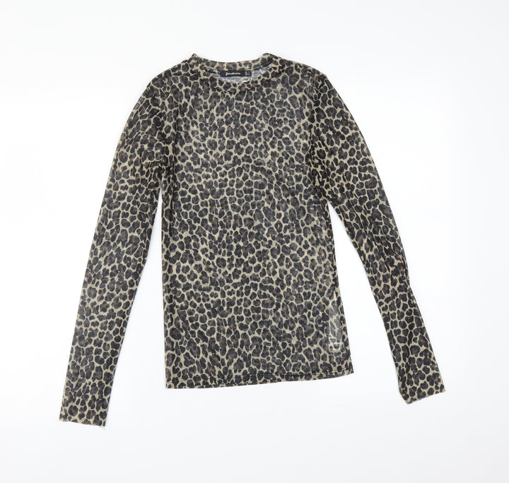Stradivarius Womens Multicoloured Animal Print  Basic T-Shirt Size S