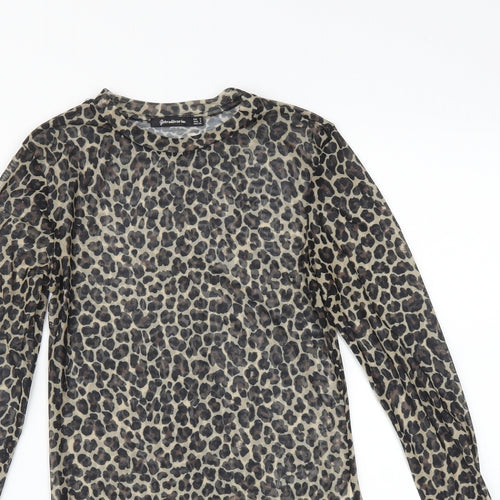 Stradivarius Womens Multicoloured Animal Print  Basic T-Shirt Size S