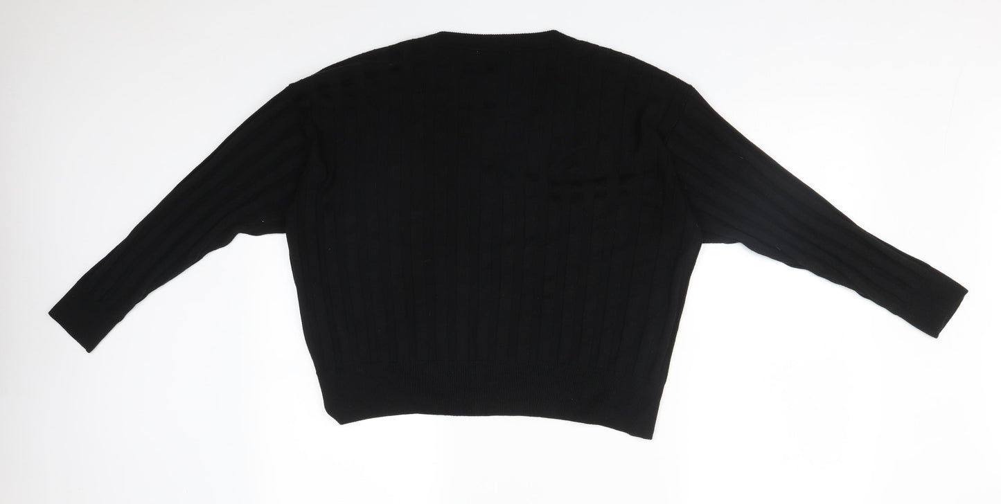 Topshop Womens Black Striped  Basic T-Shirt Size S