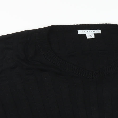 Topshop Womens Black Striped  Basic T-Shirt Size S