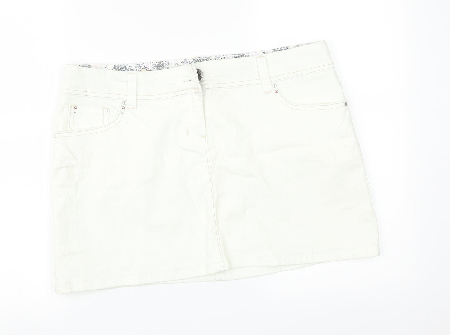 George Womens White   Mini Skirt Size 16