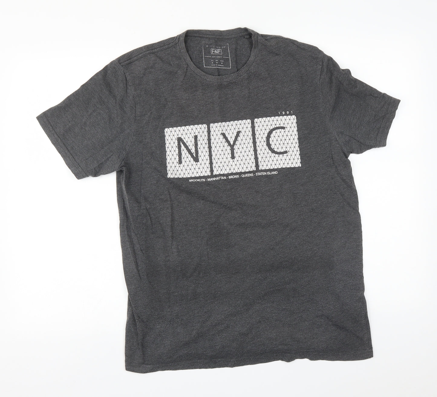 F&F Mens Grey    T-Shirt Size M