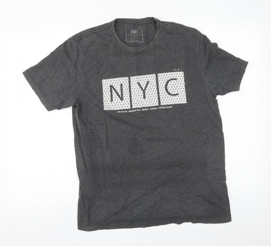 Front view of F&F men’s grey t-shirt, size M
