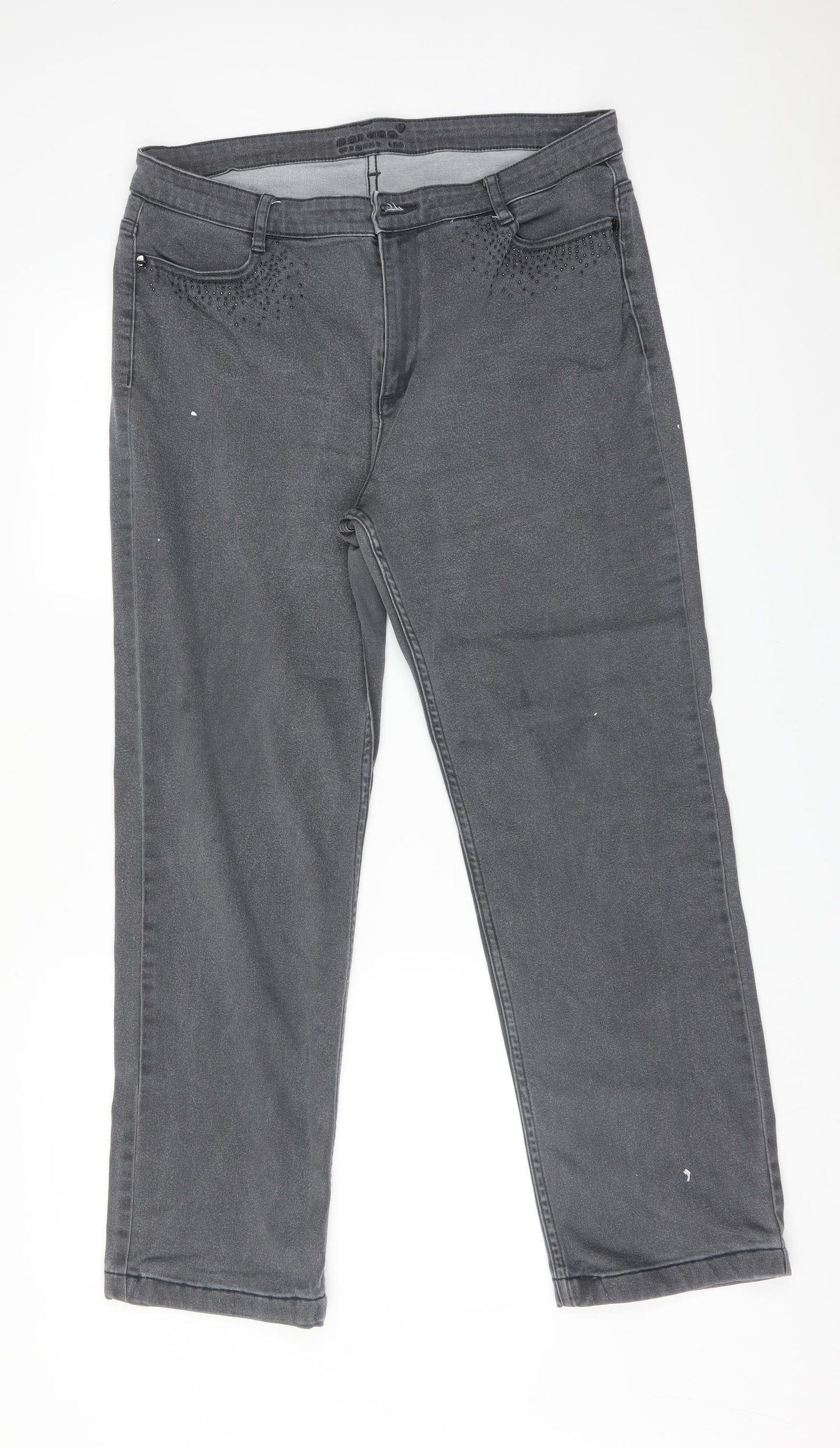Per Una Womens Grey   Straight Jeans Size 16 L28 in