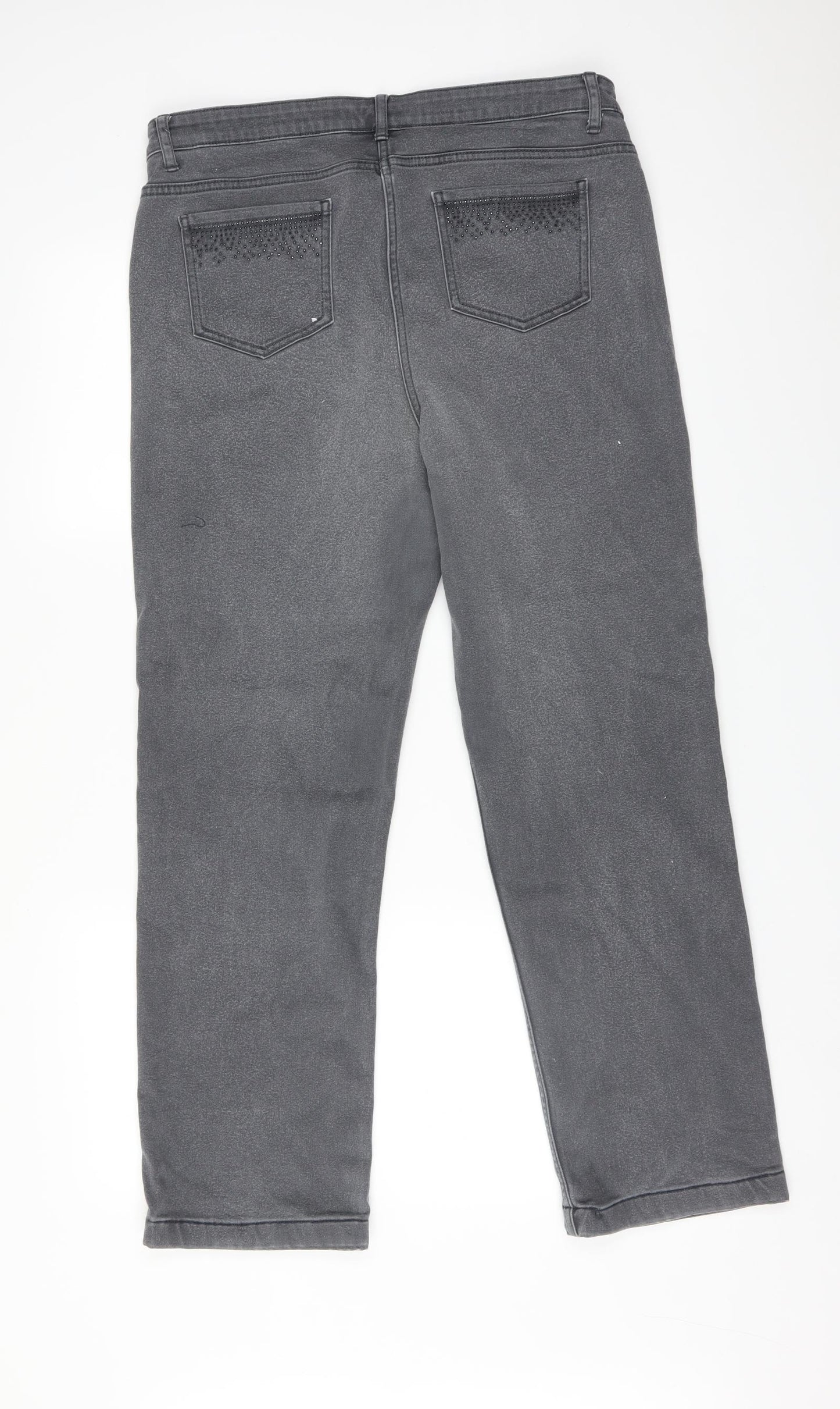 Per Una Womens Grey   Straight Jeans Size 16 L28 in
