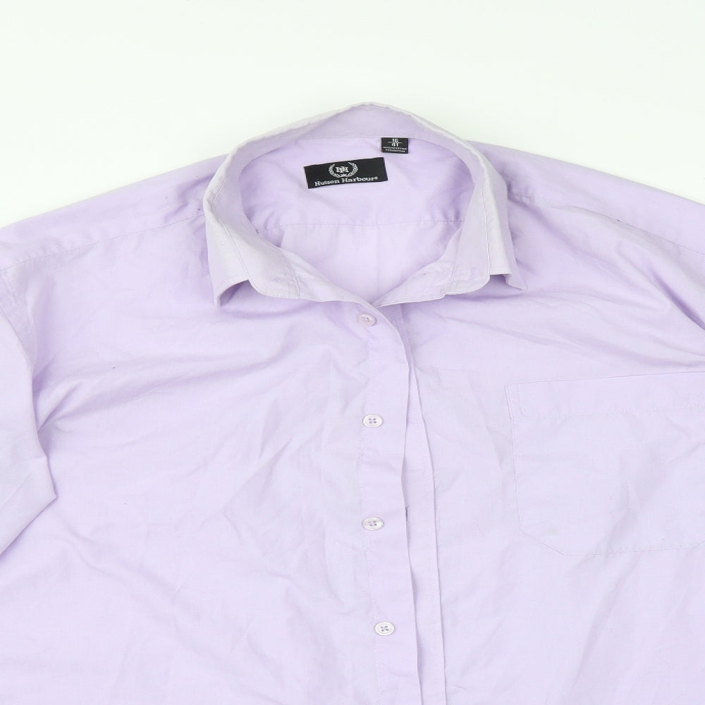 HUSTON HARBOUR Mens Purple    Dress Shirt Size 40